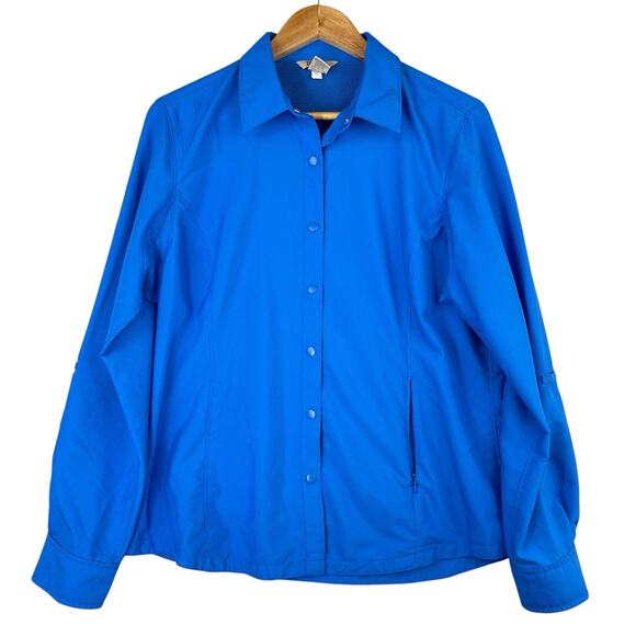 Duluth Trading Women's L Cool Plus Snap Shacket Ripstop Hiking Shirt Roll Tab - Picture 1 of 12